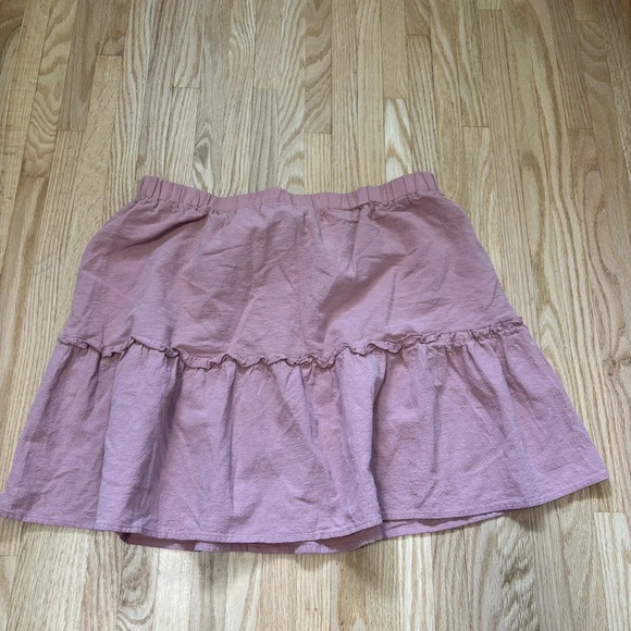 Simplee Plus | Pink Elastic Waist Pleated Ruffle A-Line Mini Skirt - Picture 11 of 11